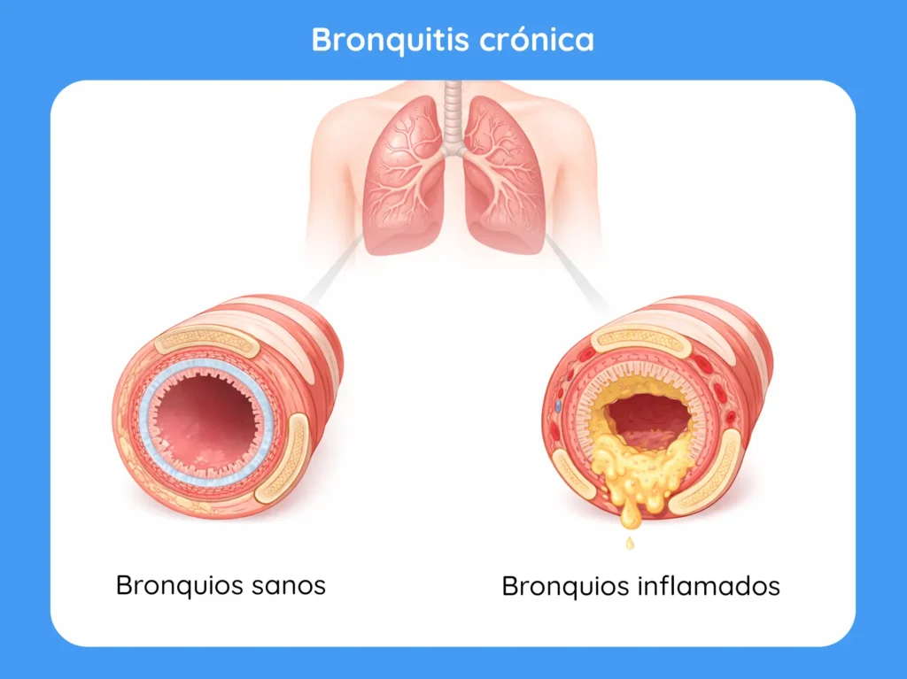 Infografía explicativa sobre la bronquitis crónica